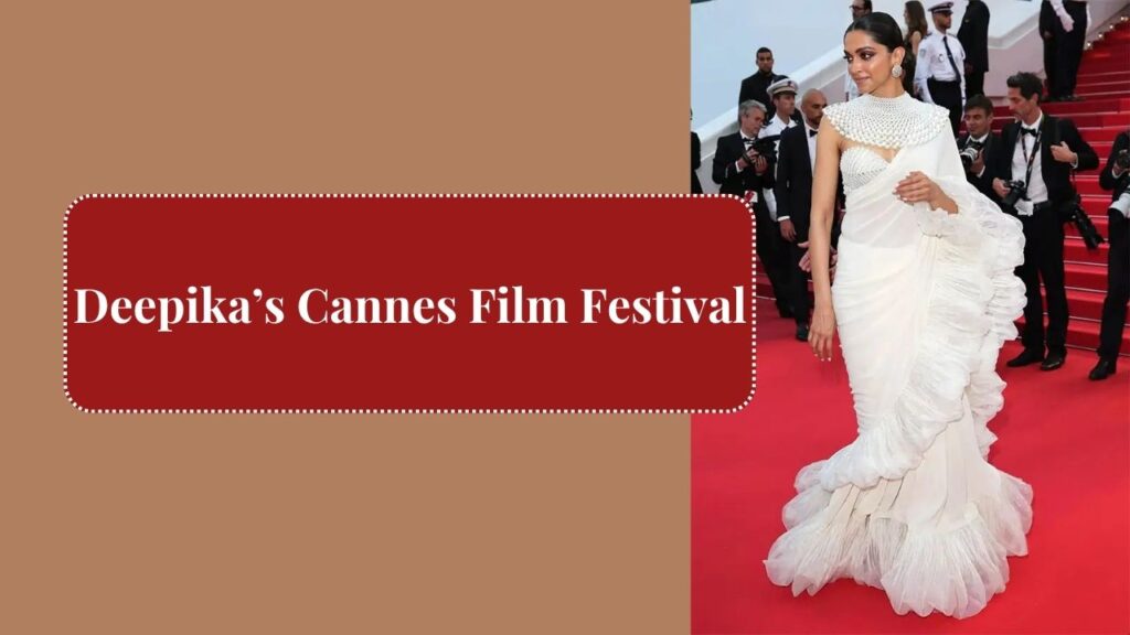 Even at international events like the Cannes Film Festival, Deepika did not shy away from promoting Indian culture. Her ivory saree with pearl details made Deepika Padukone in saree a global style statement.